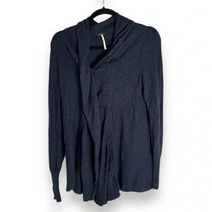 Free People Navy Cardigan Cotton Blend Lightweight Size Small